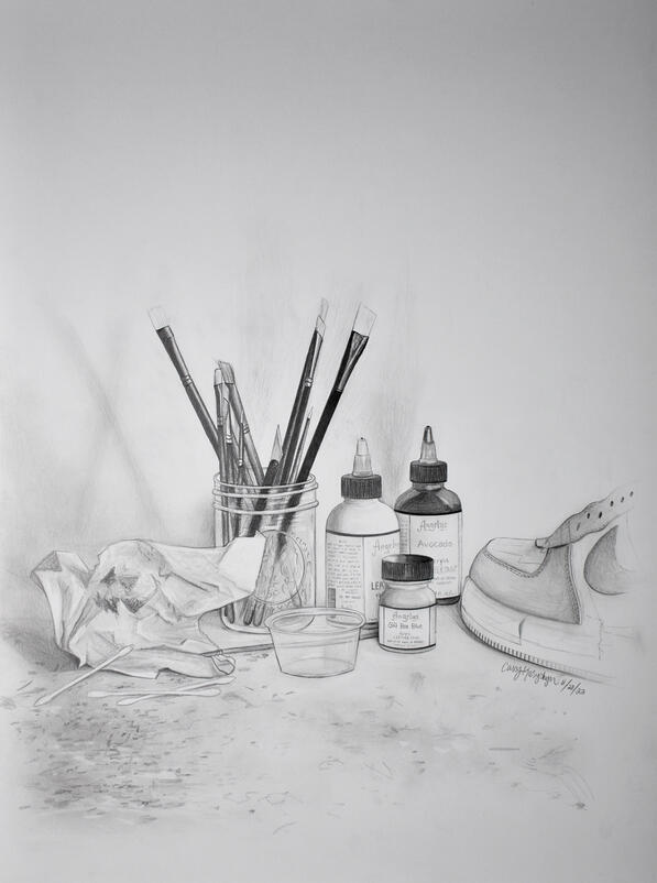 &quot;My Desk Still Life&quot;, Graphite on Bristol Board, 2022, 24in x 18in