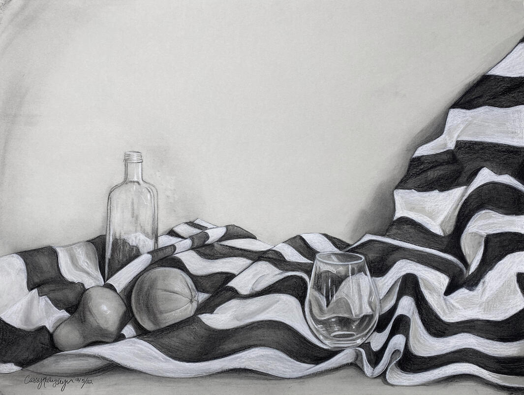 &quot;Talladega&quot;, Charcoal on Toned Paper, 2022, 18in x 24in