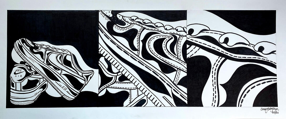 &quot;Zooming into Abstraction&quot;, Ink on Bristol Board, 2022, 10in x 24in